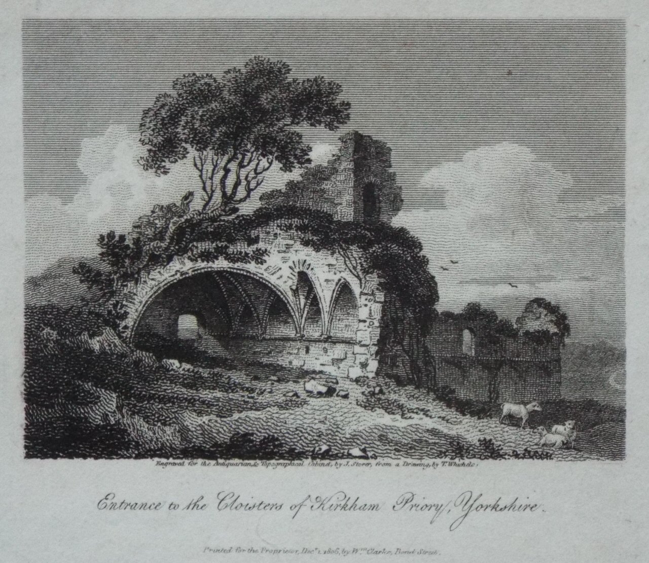 Print - Entrance to the Cloisters of Kirkham Priory, Yorkshire. - Storer